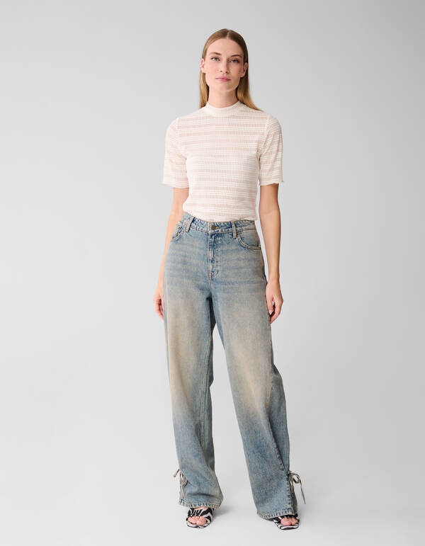 Mesh Texture Top Off Wei&szlig; SHOEBY WOMEN