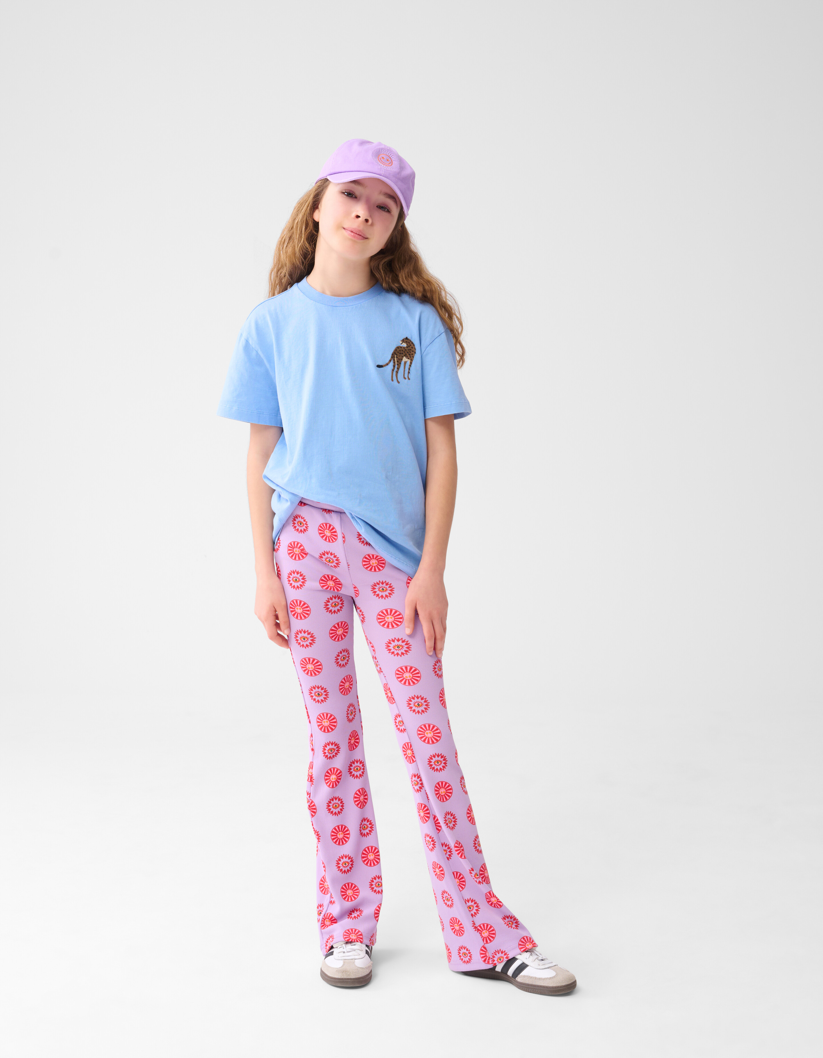 Bedruckte ausgestellte Rippenleggings Light Purple SHOEBY GIRLS