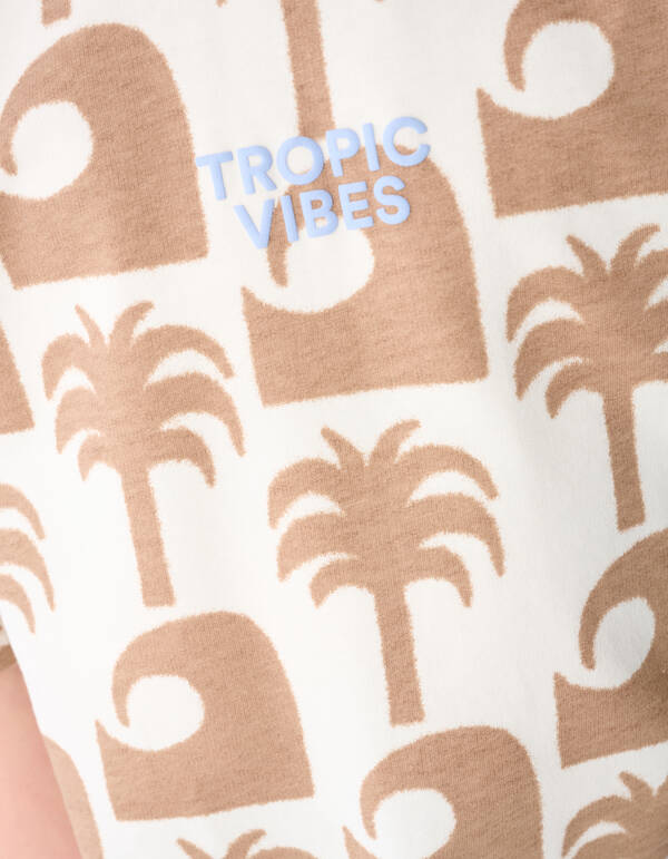 Tropic Vibes Artwork T-Shirt in gebrochenem Wei&szlig; SHOEBY BOYS