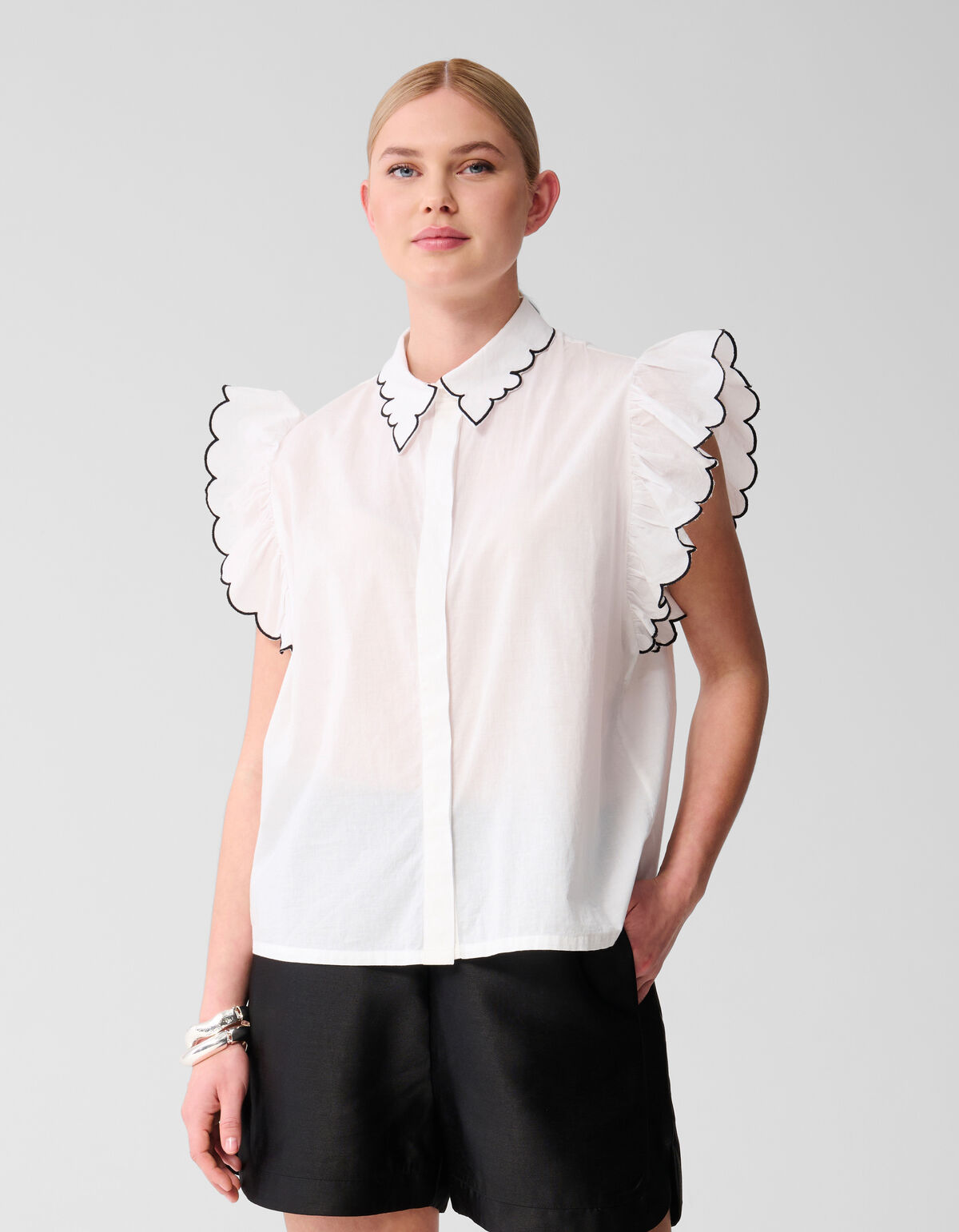 Besticktes Rüschentop Wit SHOEBY WOMEN