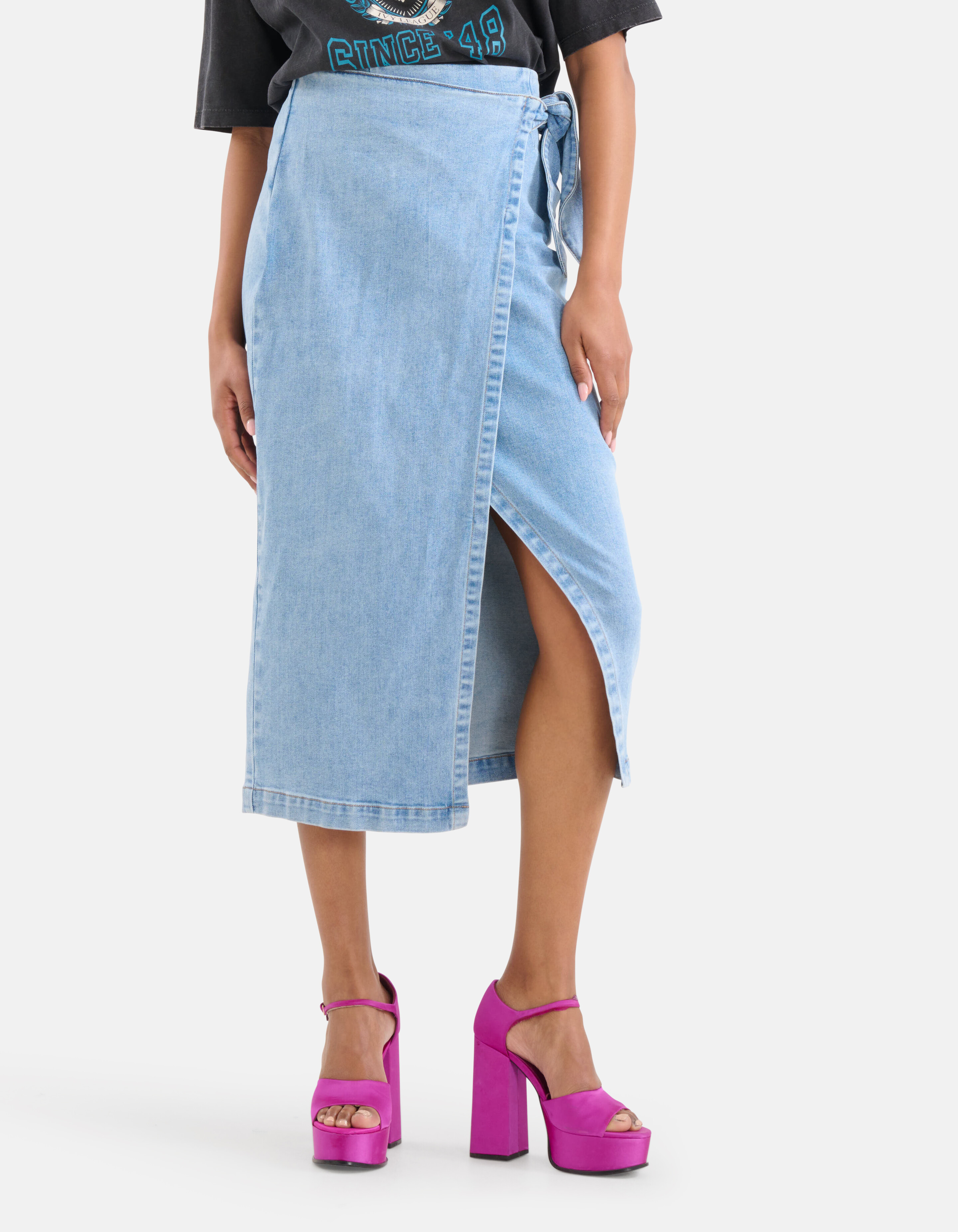 Denim Midi Rock Blau SHOEBY WOMEN