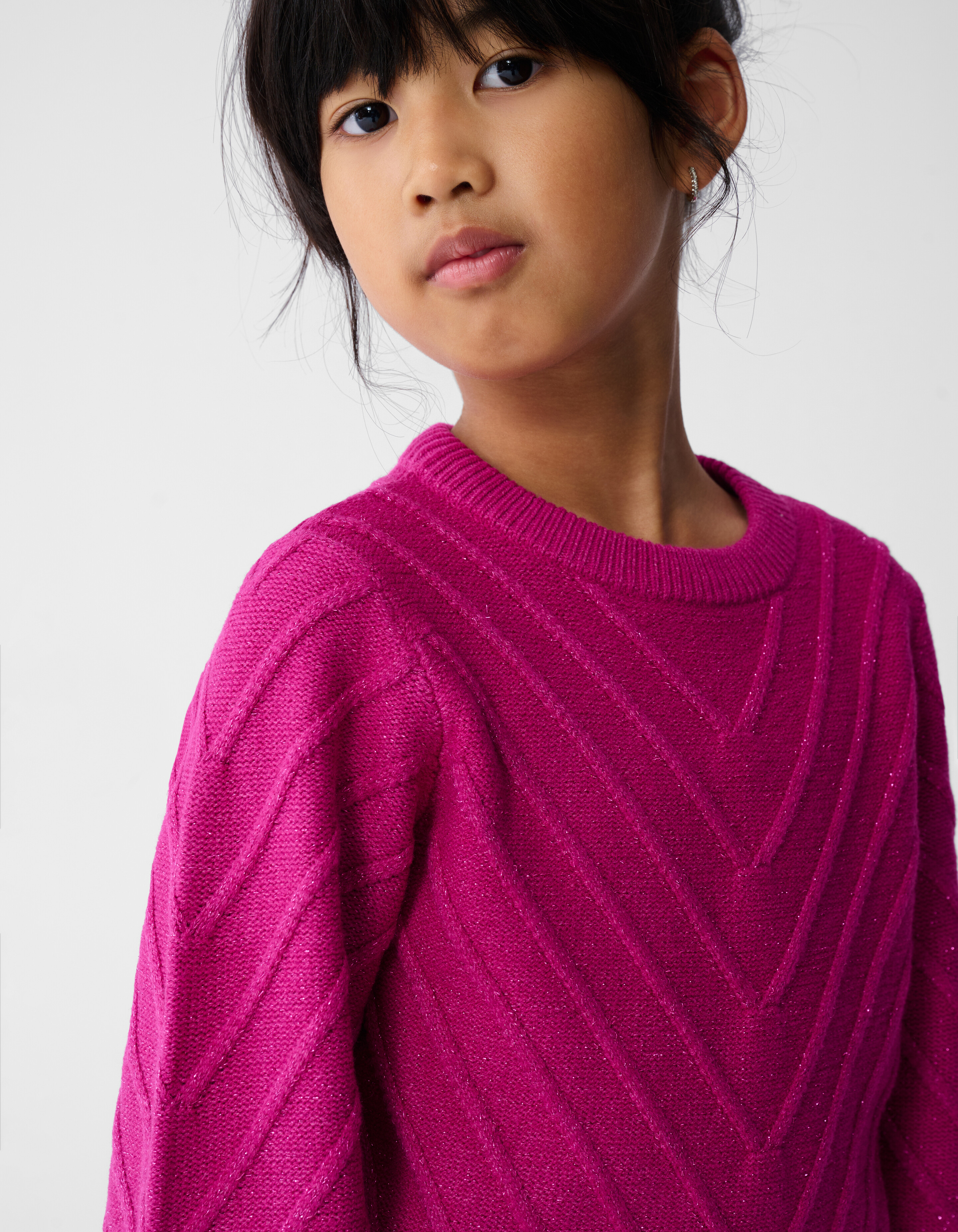 Glitzer-Strickpullover Dunkelrosa SHOEBY GIRLS