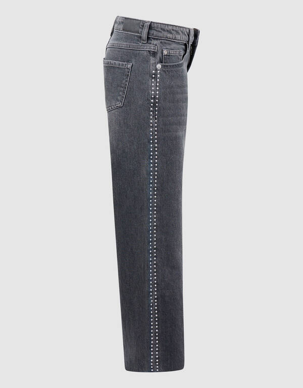 Schwarze Jeans mit Nieten und weitem Bein SHOEBY GIRLS