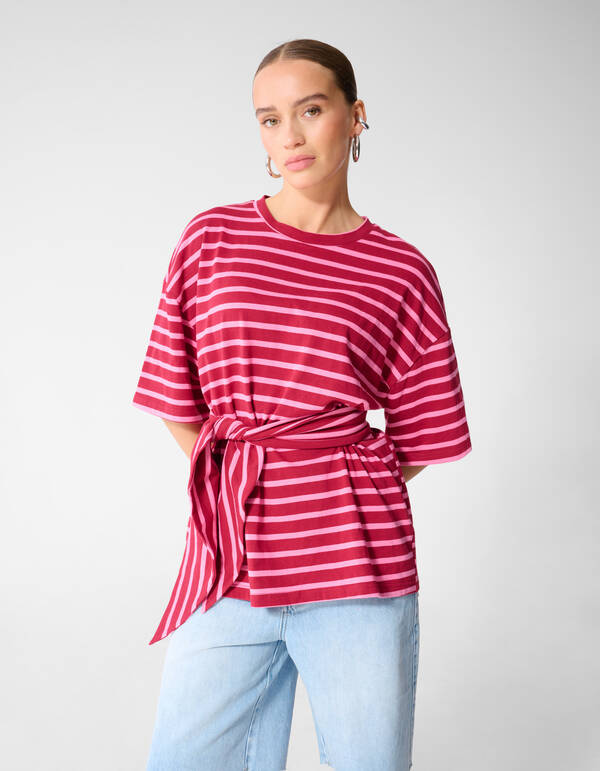 Schal Gestreiftes T-Shirt Rosa/Rot SHOEBY WOMEN