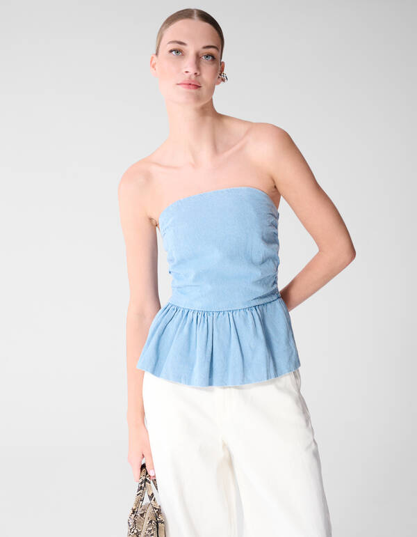 Tr&auml;gerloses Jeans-Top Blau SHOEBY WOMEN