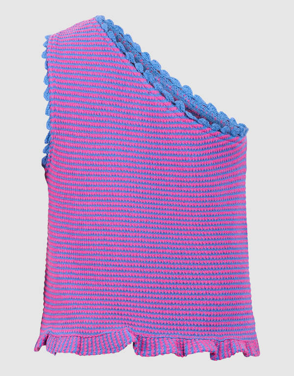 Gestricktes One-Shoulder-Top Rosa/Blau SHOEBY GIRLS