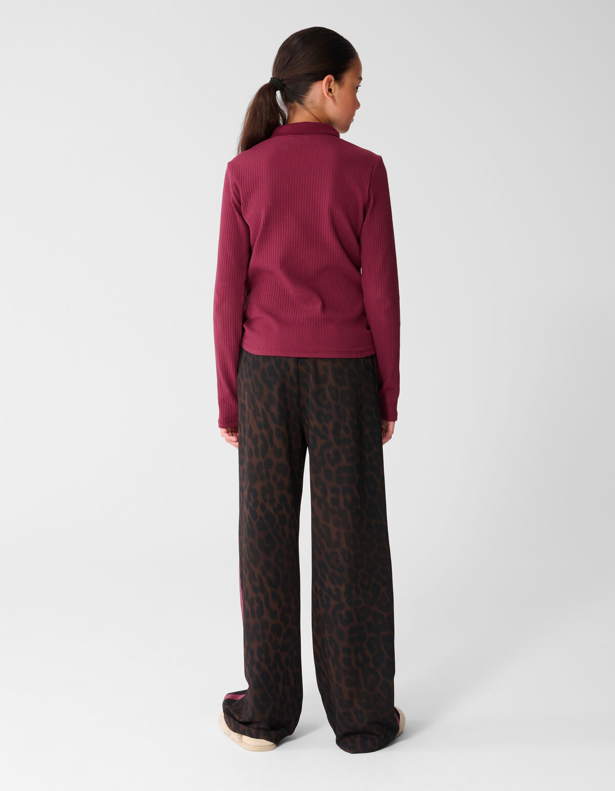 Hose mit Leopardenmuster und weitem Bein Dunkelbr SHOEBY GIRLS