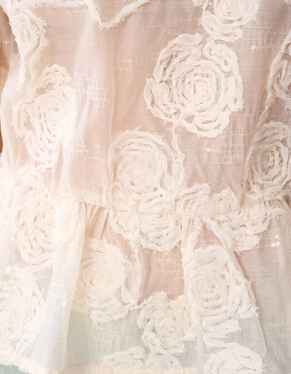 Gebl&uuml;mtes Pailletten-Top Off White SHOEBY WOMEN