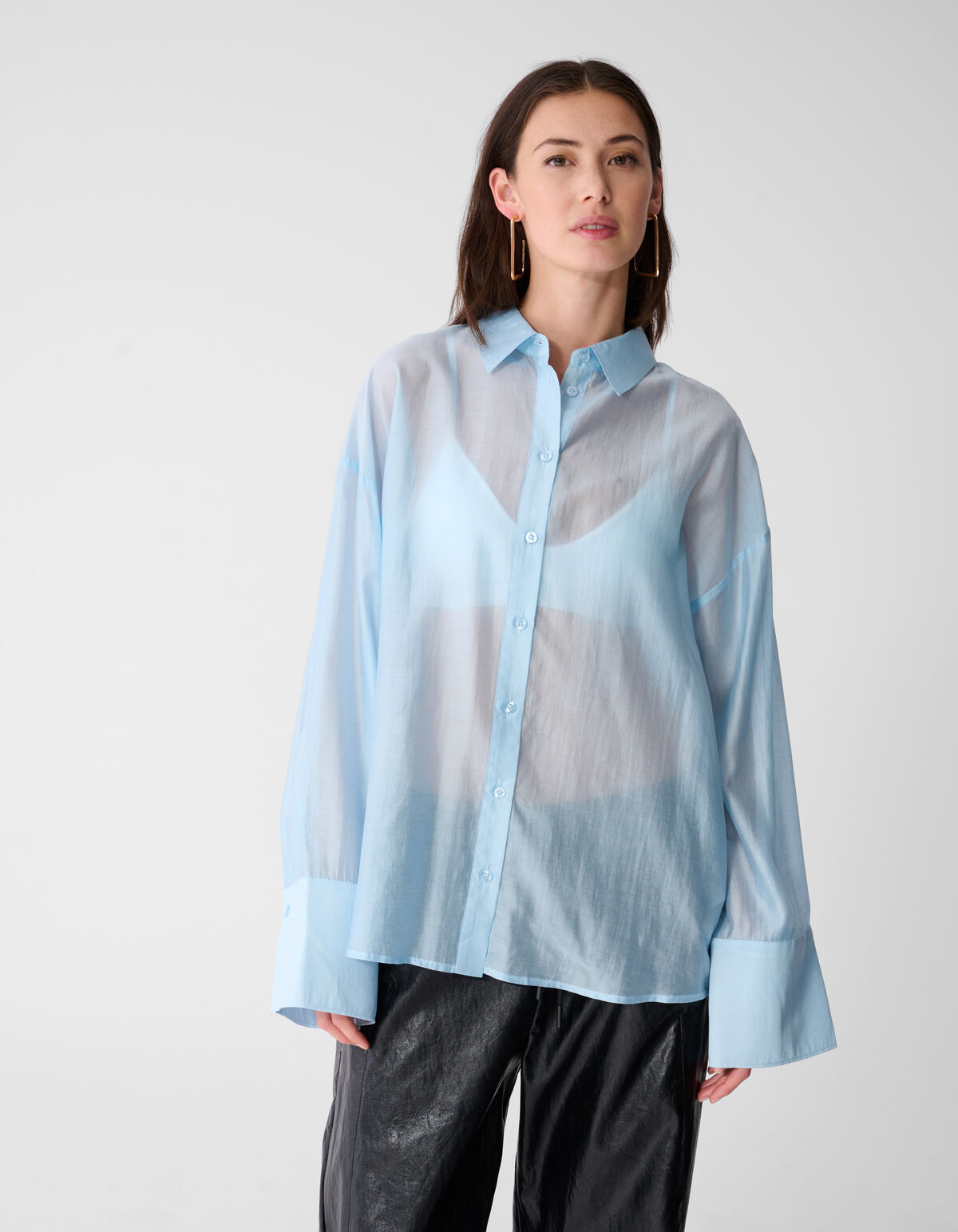 Transparente Oversized-Bluse Hellblau SHOEBY WOMEN
