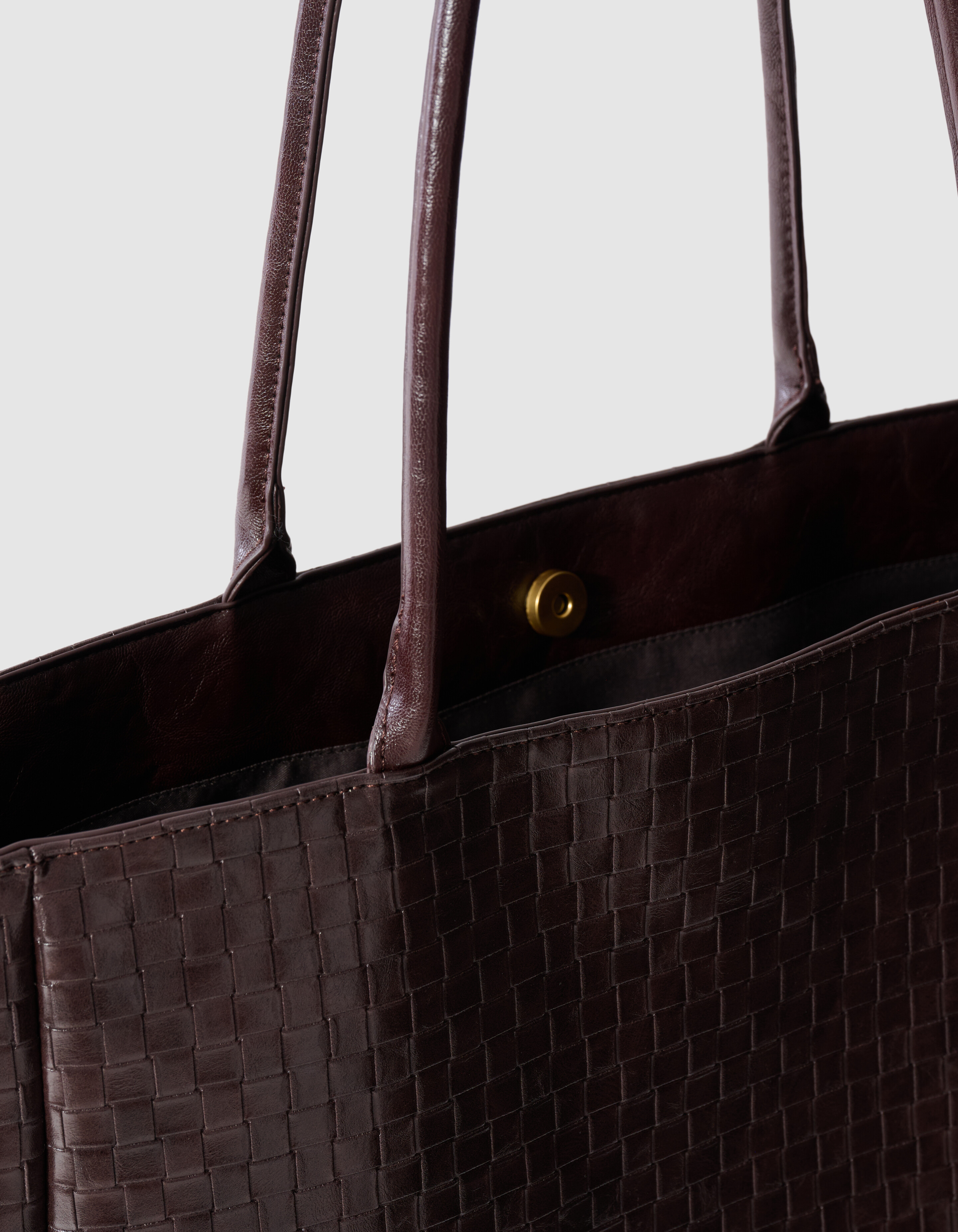 Braided Shopper Tas Donkerbruin SHOEBY ACCESSOIRES