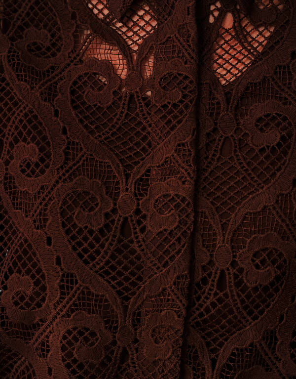 Bluse aus Spitze in &Uuml;bergr&ouml;&szlig;e Dunkelbraun SHOEBY WOMEN