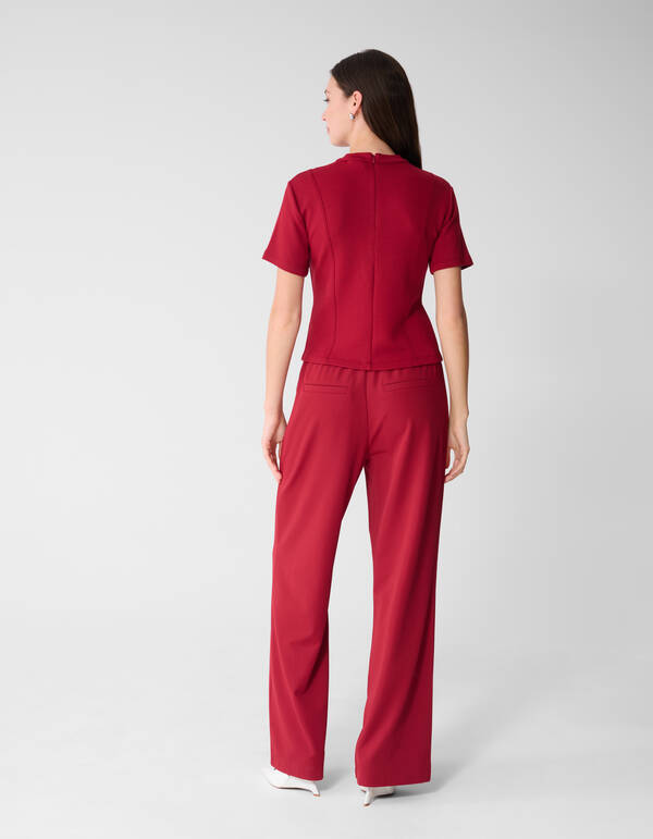 Tailliertes, kurzes T-Shirt Dunkelrot SHOEBY WOMEN