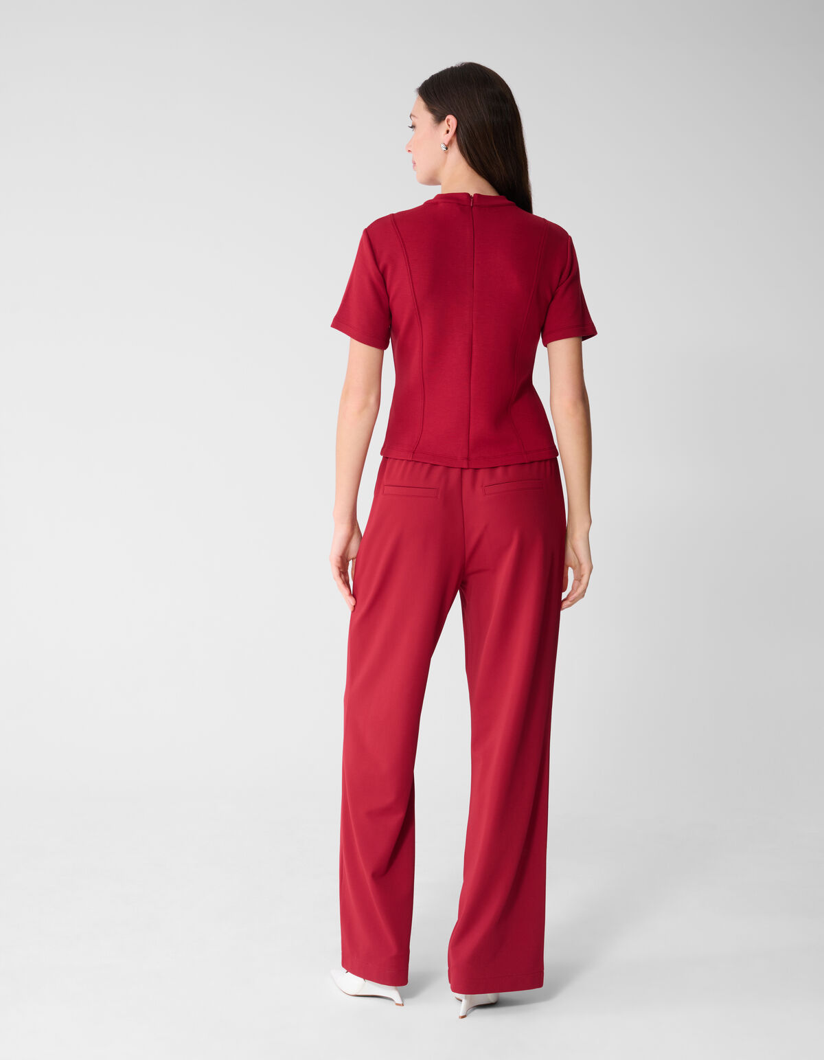 Tailliertes, kurzes T-Shirt Dunkelrot SHOEBY WOMEN