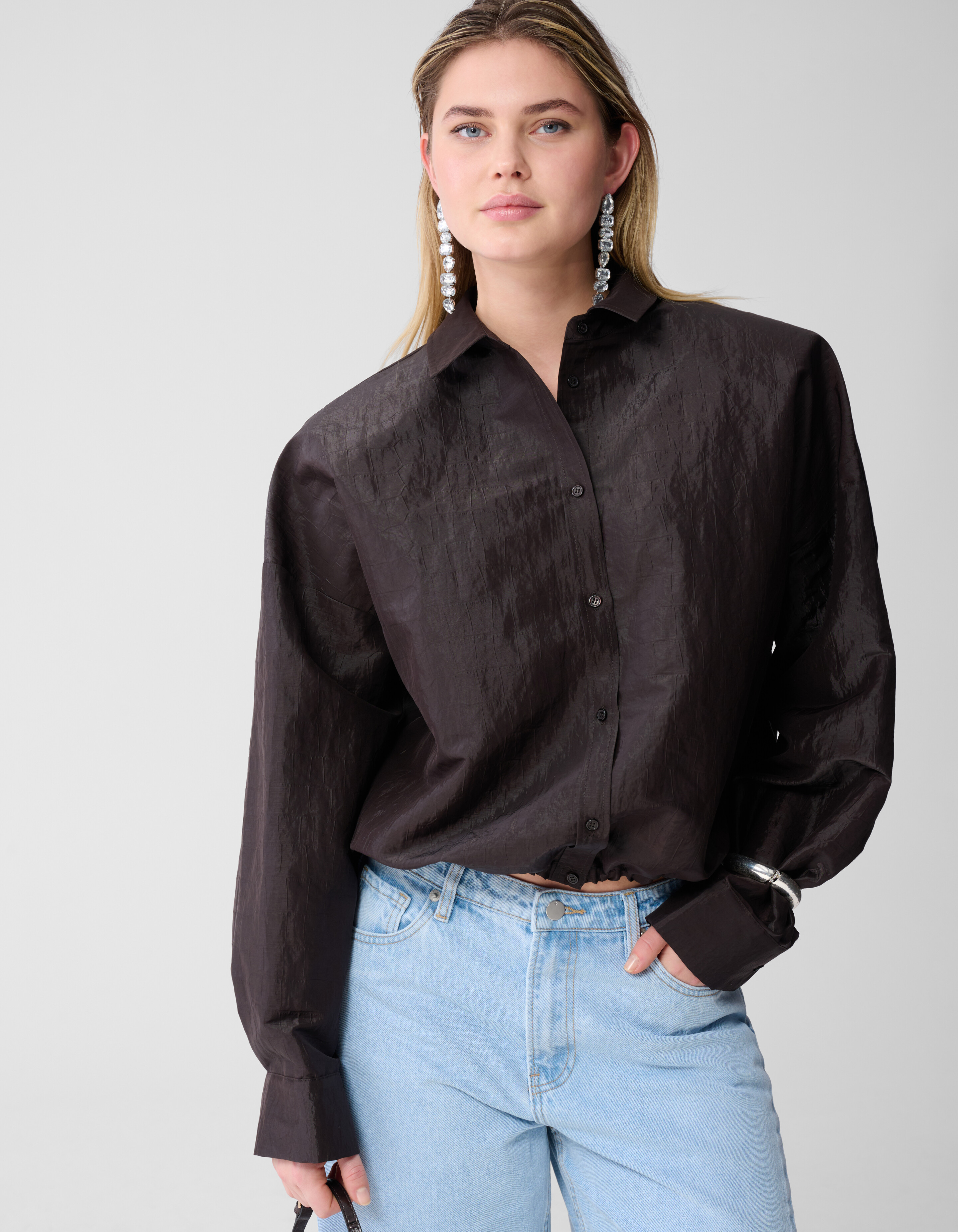 Croco Bluse Dunkelbraun SHOEBY WOMEN