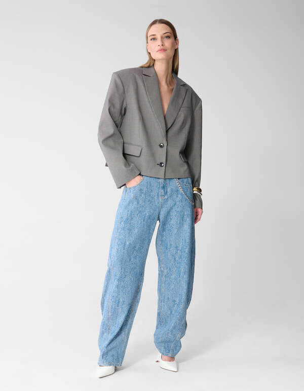 Sportlicher Oversized Karo-Blazer Grau SHOEBY WOMEN