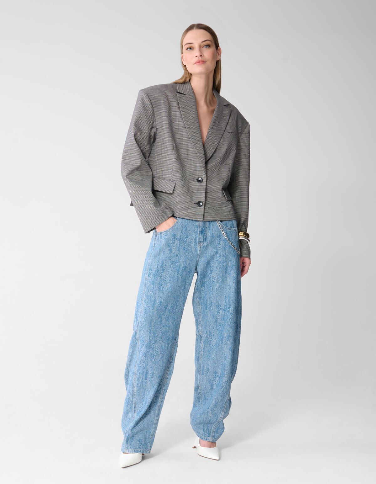 Sportlicher Oversized Karo-Blazer Grau SHOEBY WOMEN