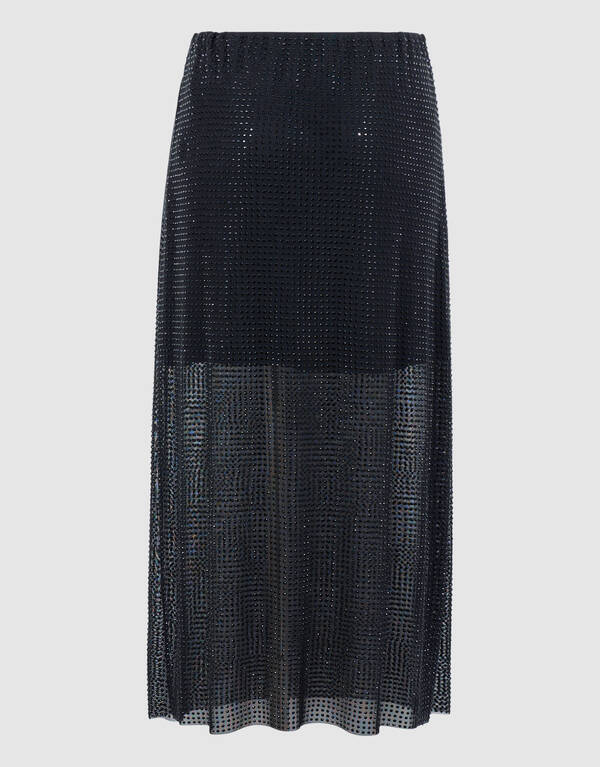 Midi-Rock mit Strasssteinen Schwarz SHOEBY WOMEN