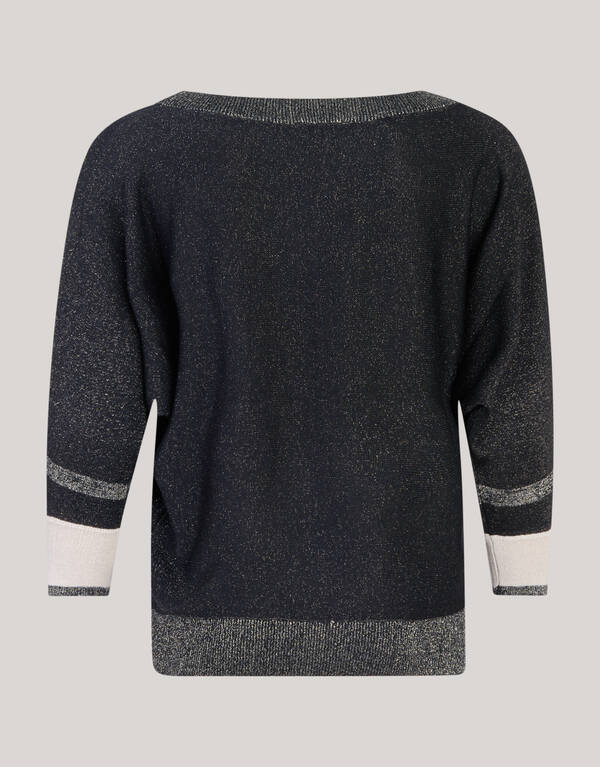Colorblock Glitter Batwing Pullover Schwarz SHOEBY WOMEN