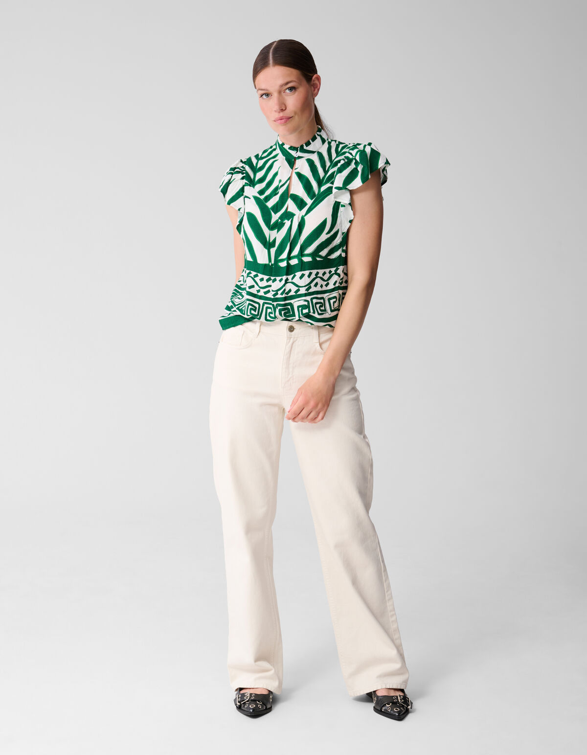 Bedrucktes Palmen-Top Weiß SHOEBY WOMEN