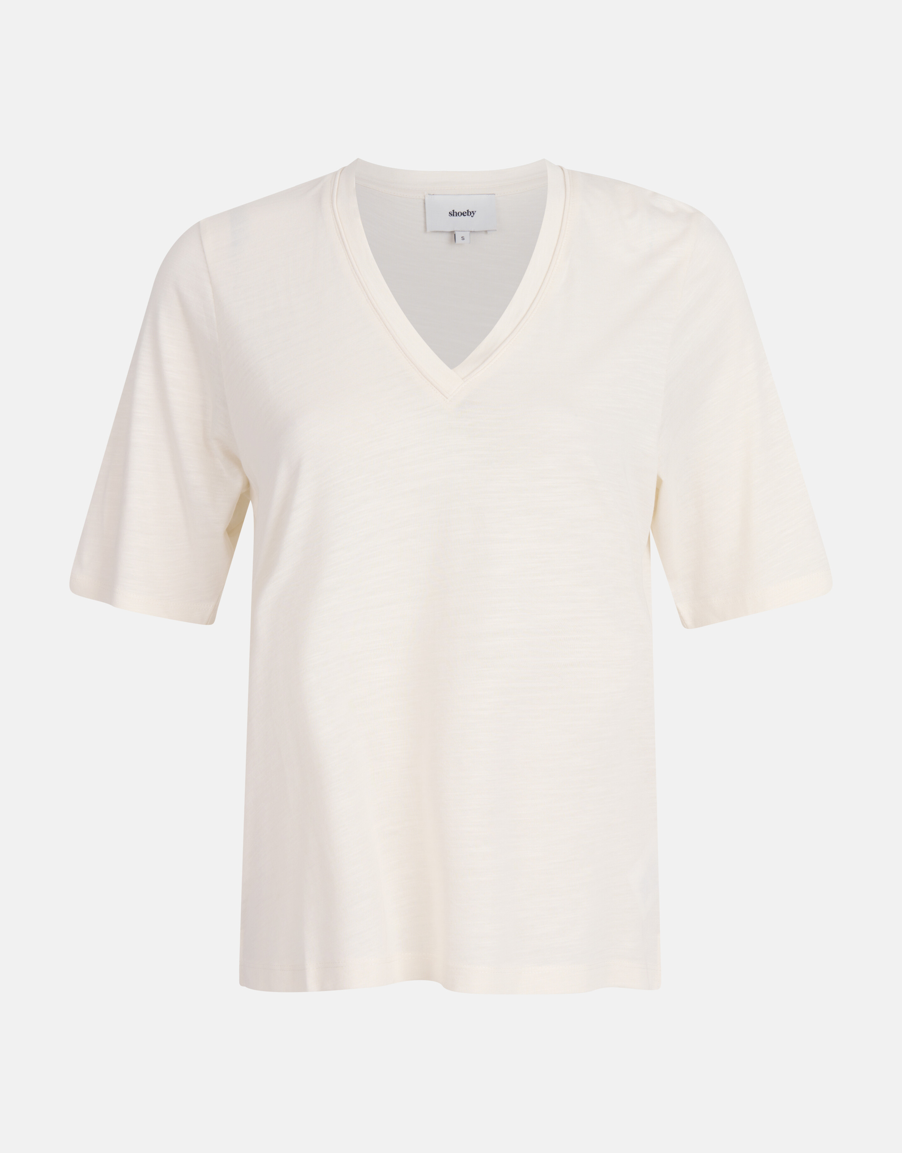 Basic-T-Shirt mit V-Ausschnitt Weiß SHOEBY WOMEN