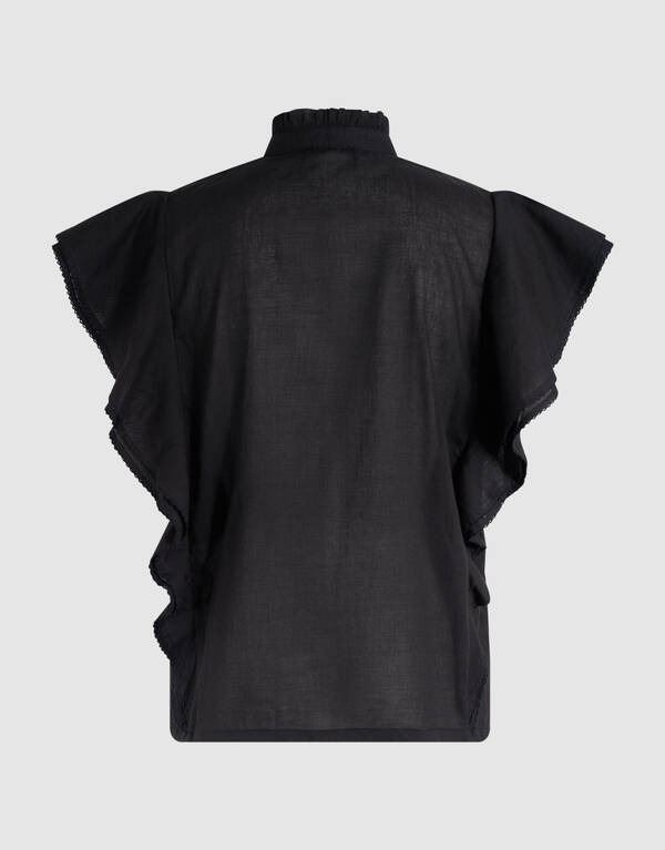 Pintuck-R&uuml;schen-Top Schwarz SHOEBY WOMEN