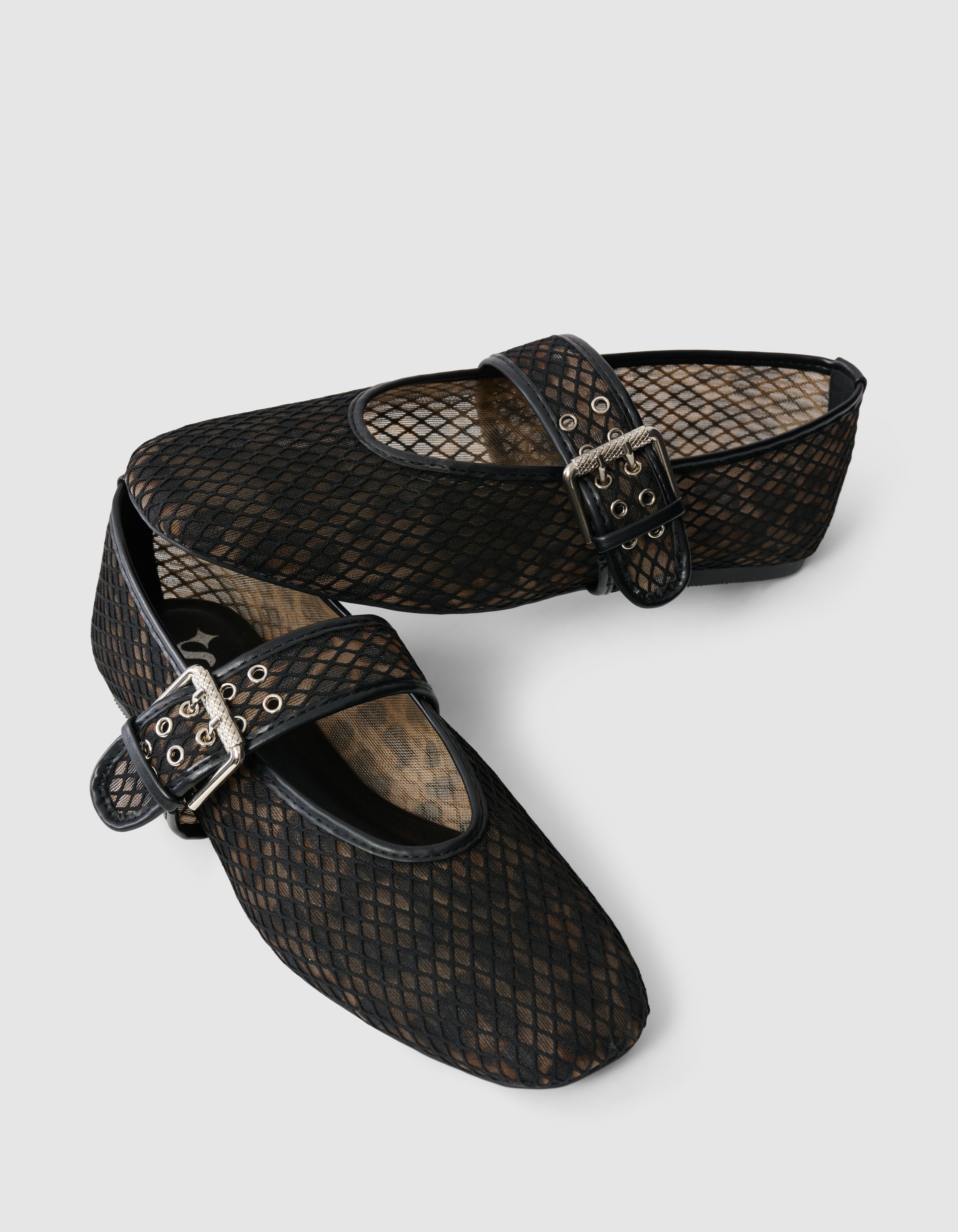 Leopard Mesh Ballerinas Schwarz/Braun SHOEBY SHOES