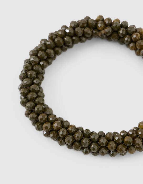 Perlenbesetzte Haarelastiek Khaki SHOEBY ACCESSOIRES