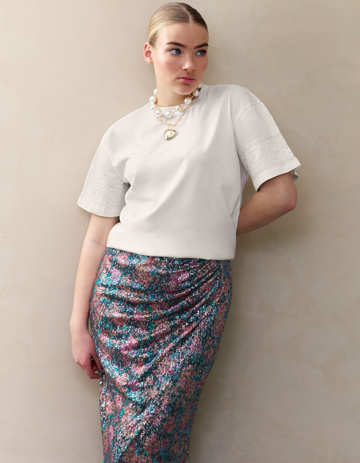Cord-Stickerei T-Shirt Off White von Fred SHOEBY WOMEN
