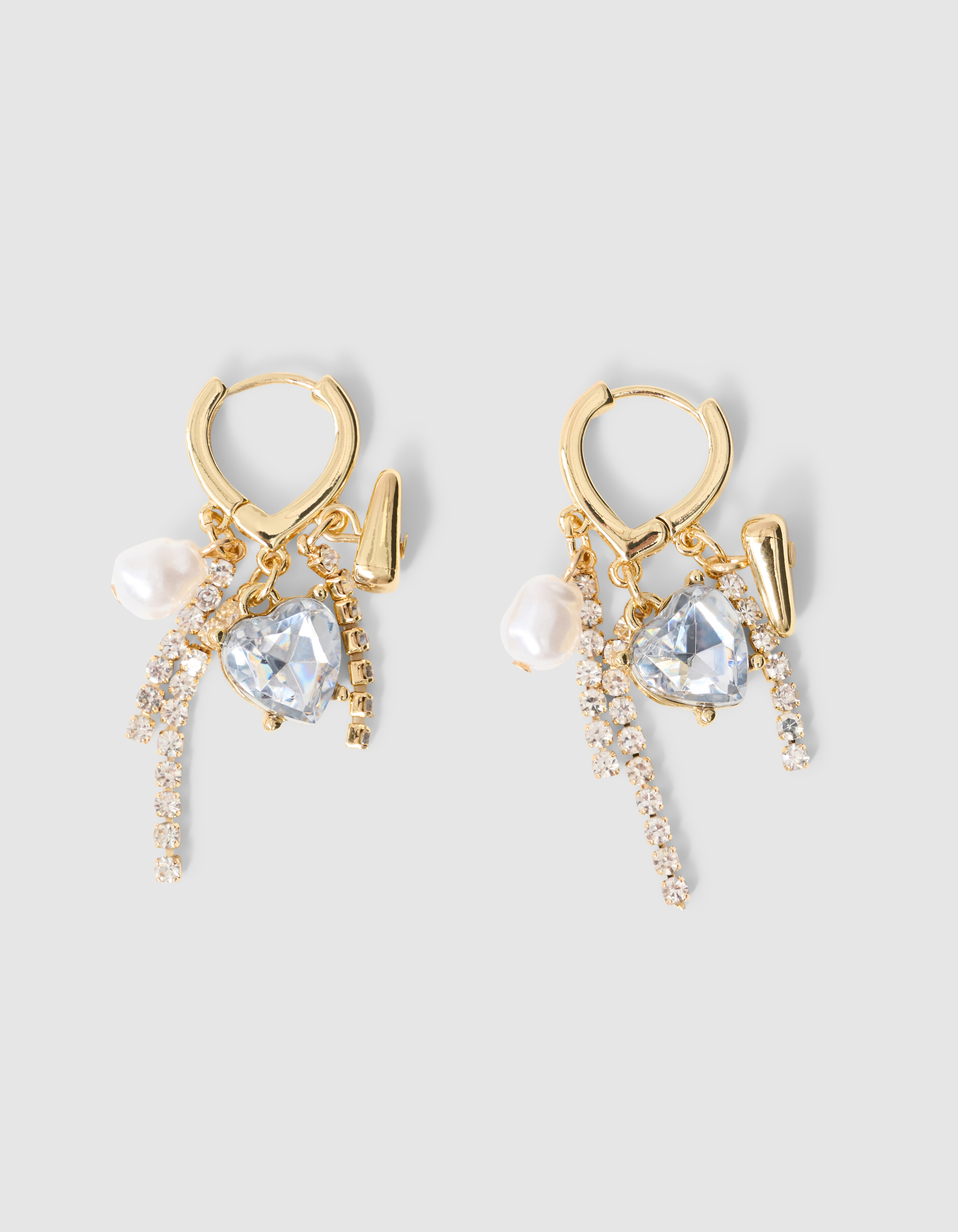 Strass Herz Ohrringe Gold SHOEBY ACCESSOIRES