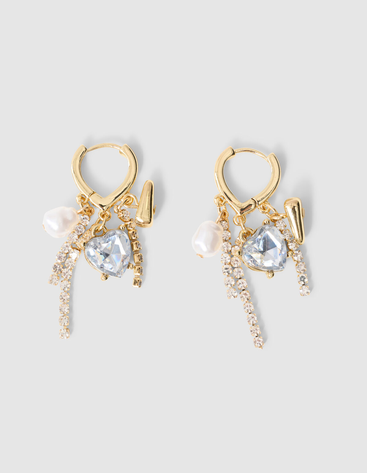 Strass Herz Ohrringe Gold SHOEBY ACCESSOIRES