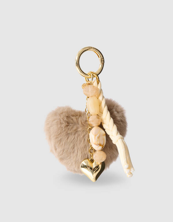 Fluffy Bagcharm Beige/Goud SHOEBY ACCESSOIRES