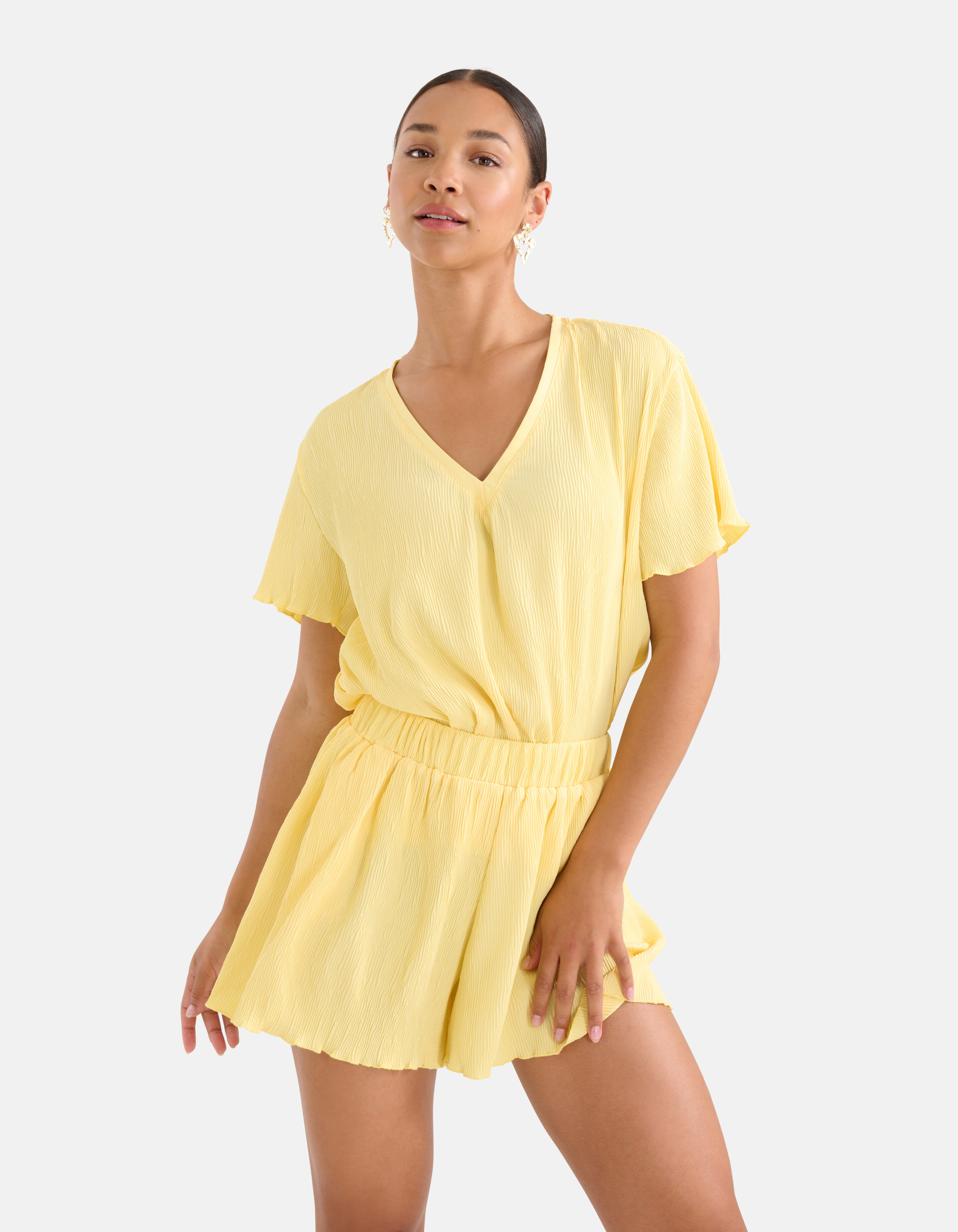 Crinkle-T-Shirt Gelb SHOEBY WOMEN