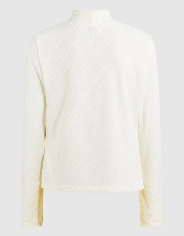 All-Over Heart Longsleeve Top Off-White SHOEBY GIRLS