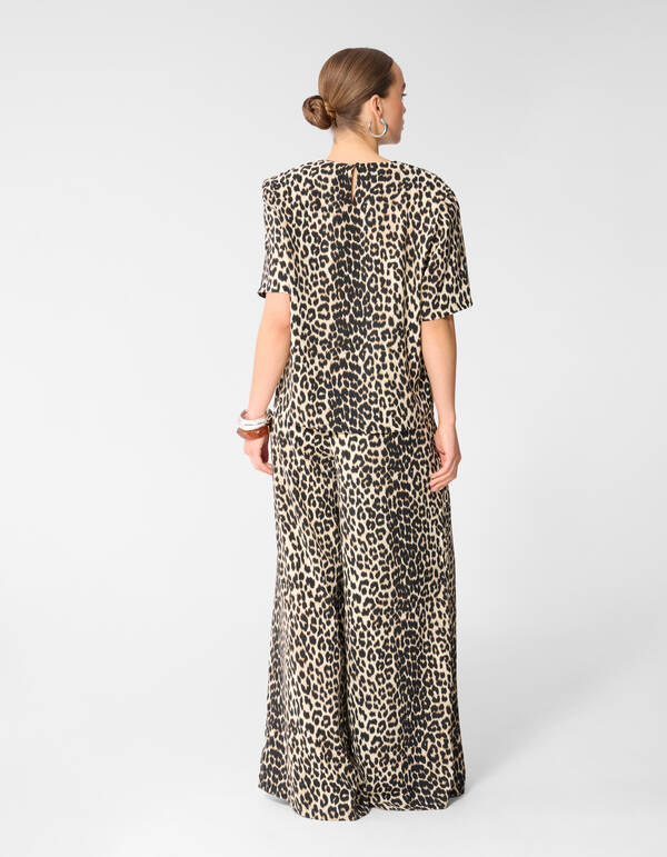 Leopard Twist Weitbein-Hose Braun SHOEBY WOMEN
