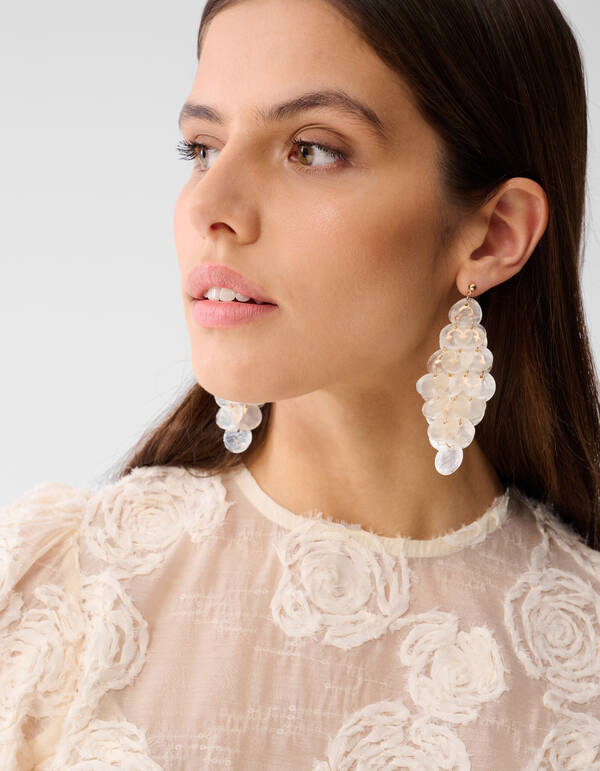 Gebl&uuml;mtes Pailletten-Top Off White SHOEBY WOMEN