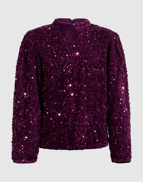 Sequin Longsleeve Top Dunkelrosa SHOEBY GIRLS