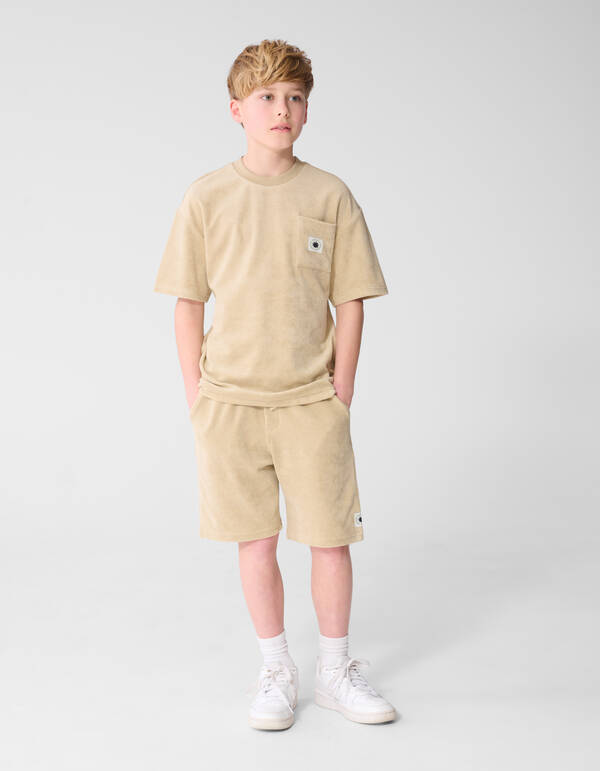 Frottee Relaxed T-Shirt Beige SHOEBY BOYS