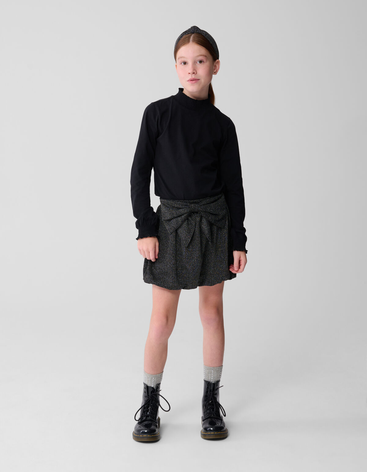 Minirock mit Glitzerschleife in Schwarz SHOEBY GIRLS