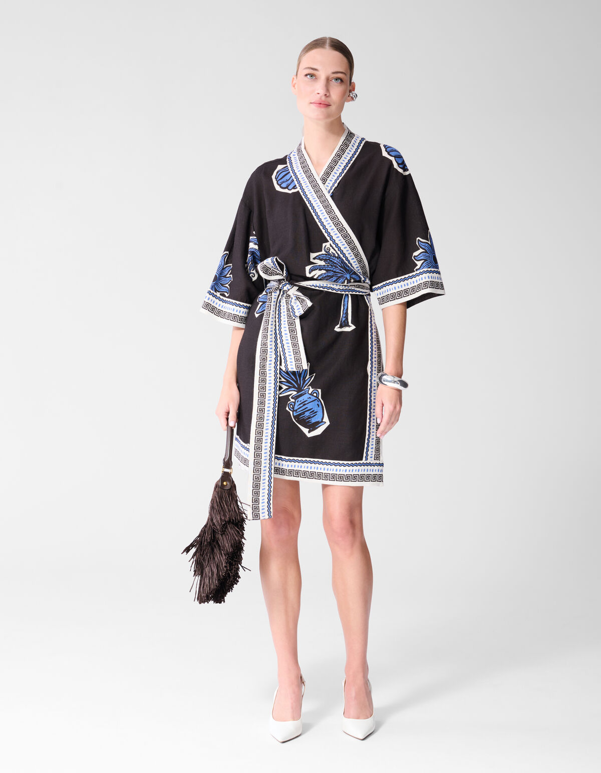 Palmendruck Kimono Kleid Braun SHOEBY WOMEN