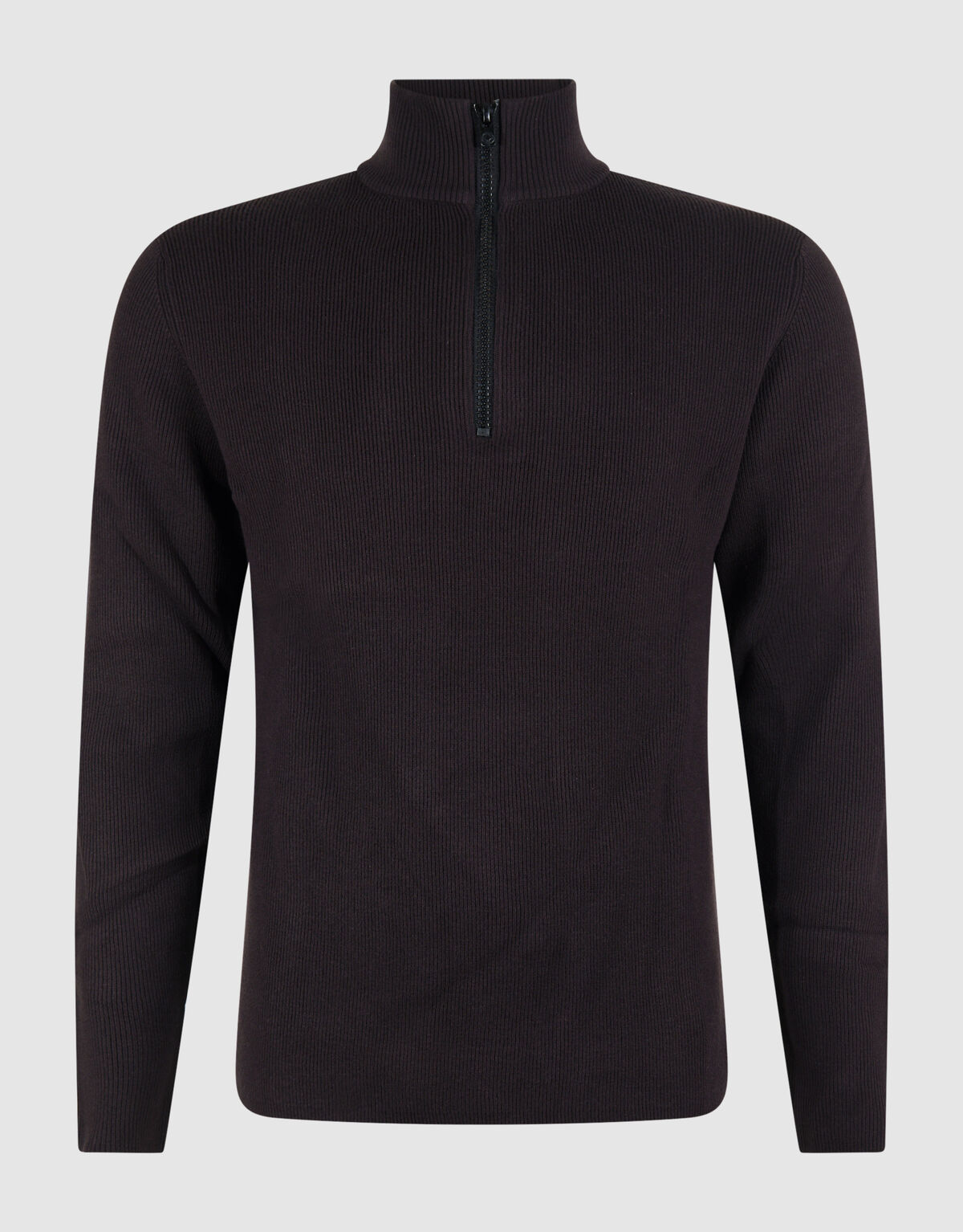 Pullover mit halbem Rei&szlig;verschluss, Strick, Dunkel SHOEBY MEN