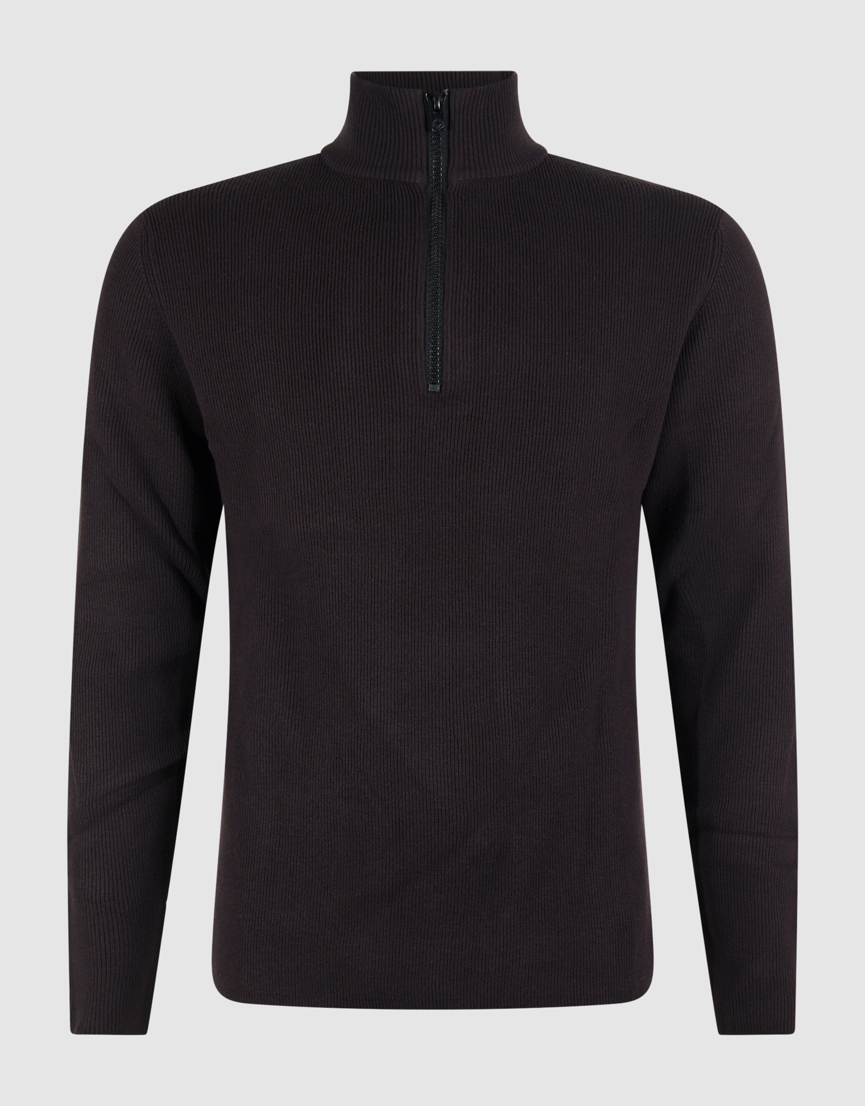 Pullover mit halbem Rei&szlig;verschluss, Strick, Dunkel SHOEBY MEN