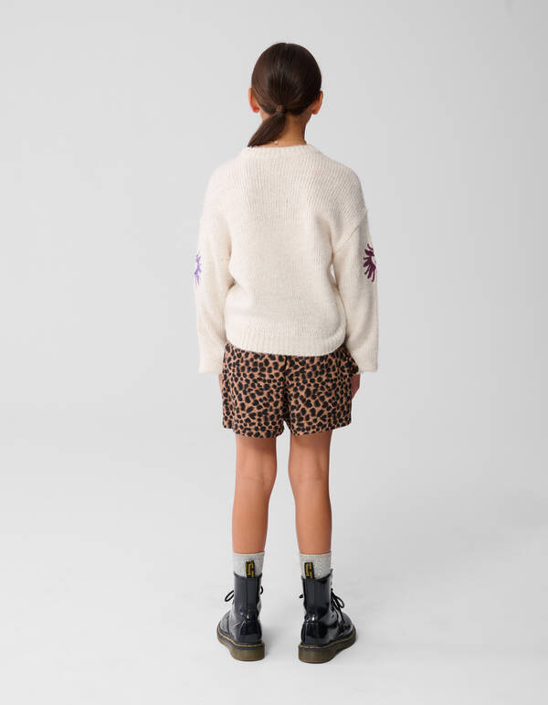 Pailletten Strickpullover Gebrochen Wei&szlig; SHOEBY GIRLS