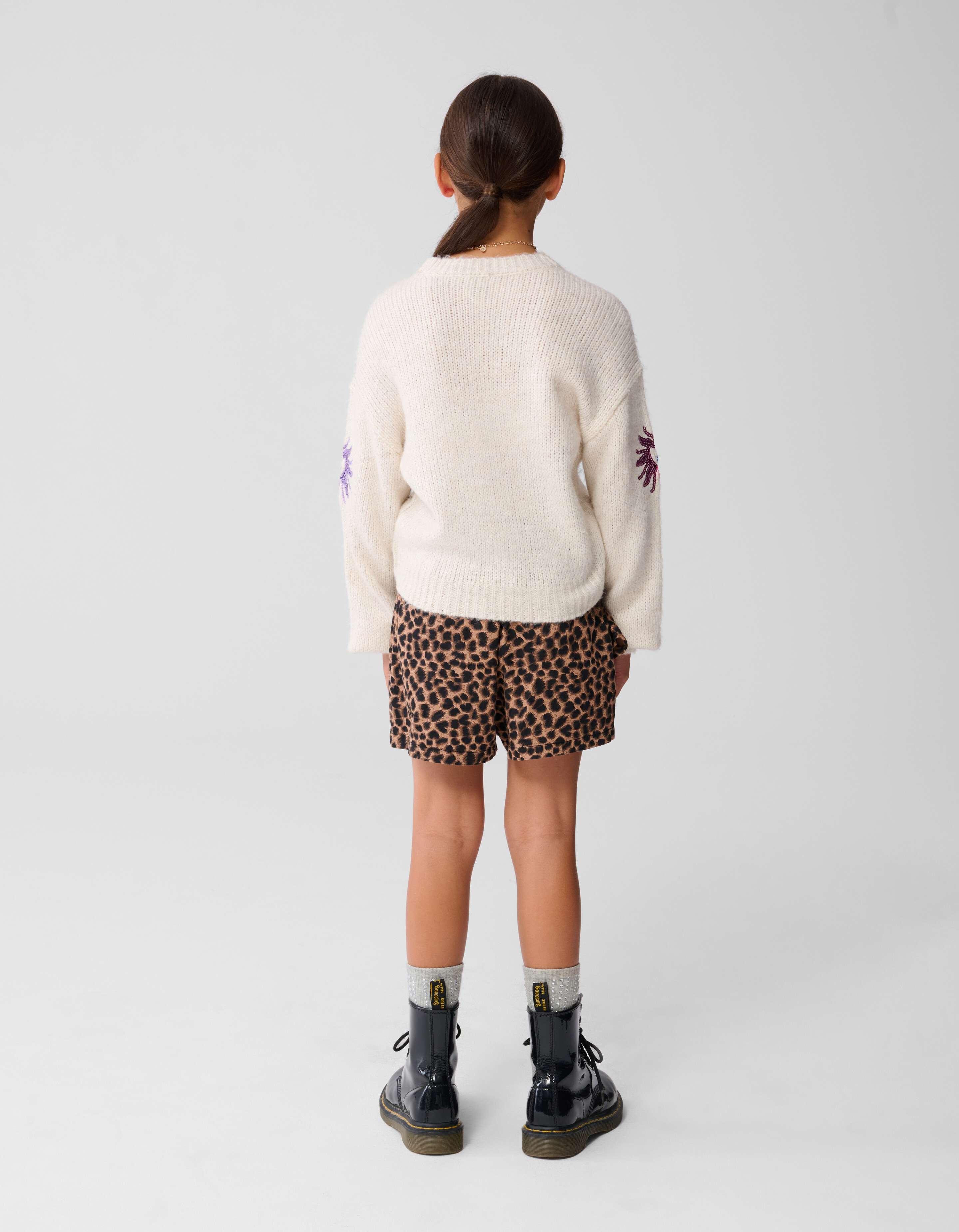 Pailletten Strickpullover Gebrochen Wei&szlig; SHOEBY GIRLS