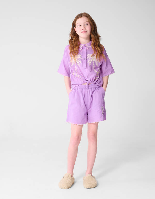 Tropische Stickerei Bluse Lila SHOEBY GIRLS