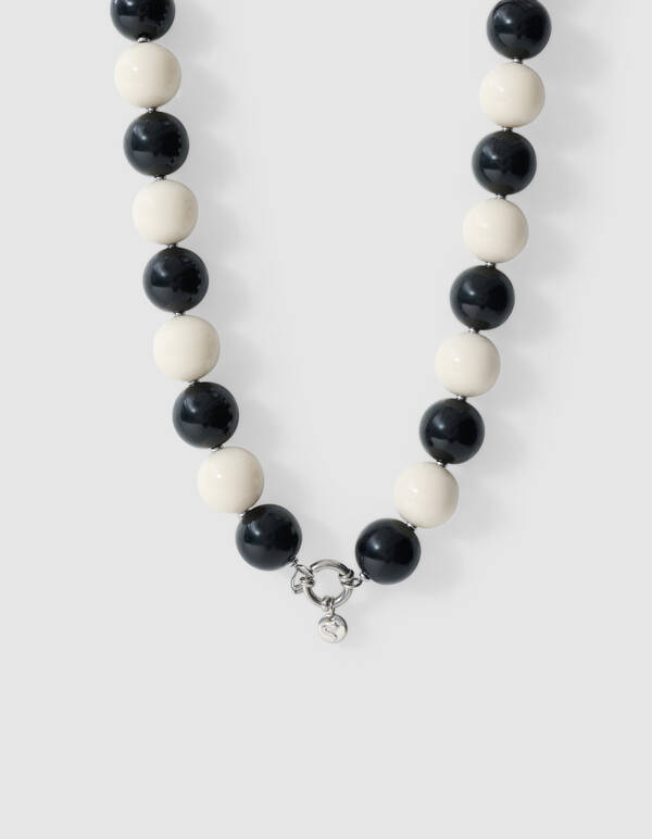 Runde Perlenkette Schwarz/Wei&szlig; SHOEBY ACCESSOIRES