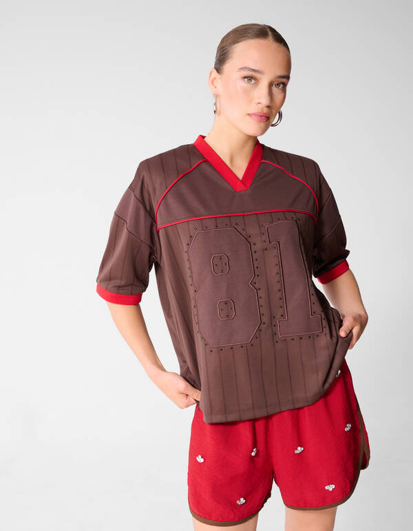 Baseball Strass T-Shirt Braun SHOEBY WOMEN