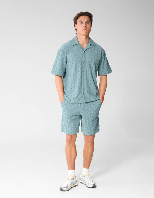 Logo-Frottee-Shorts Dunkelgr&uuml;n SHOEBY MEN