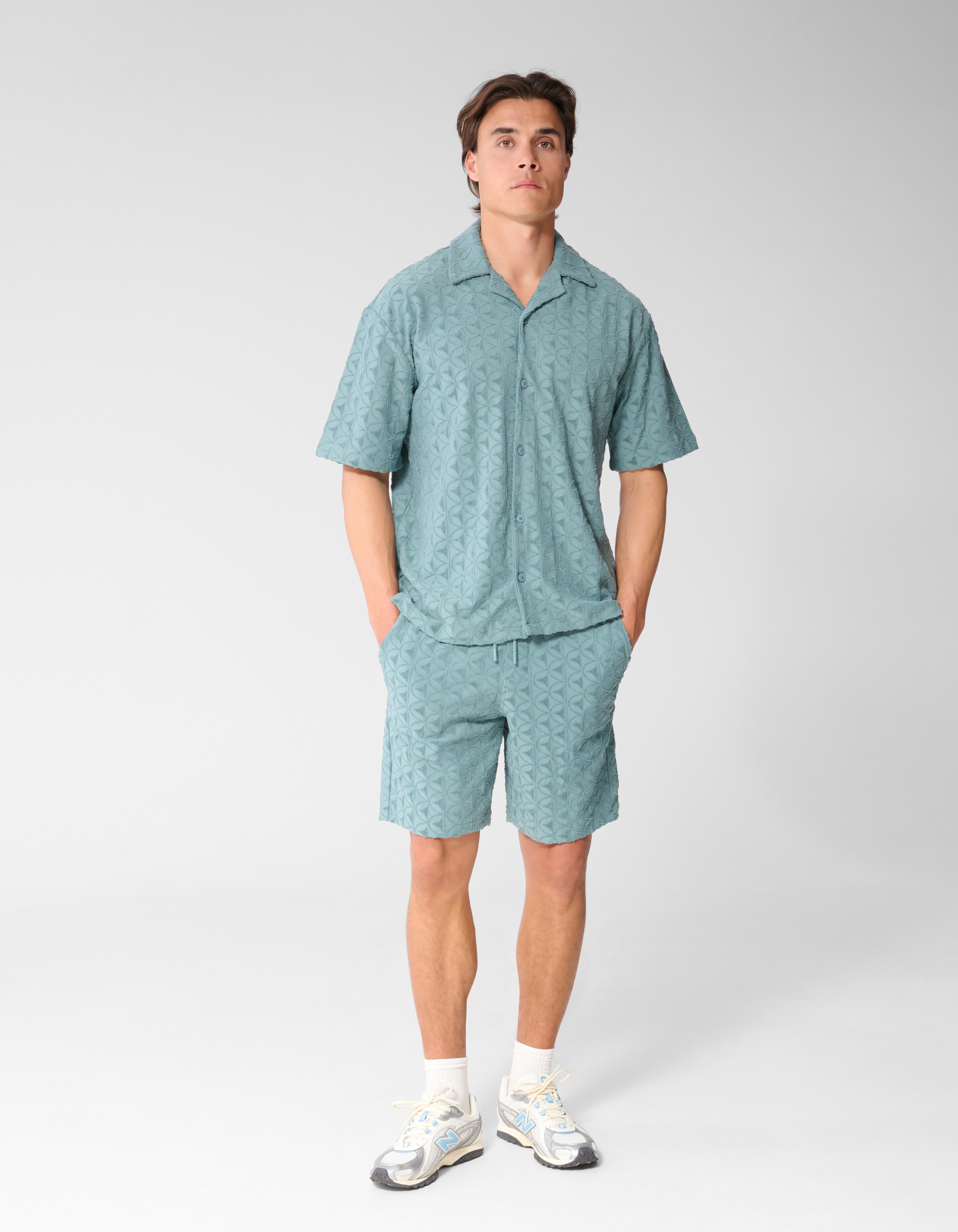 Logo-Frottee-Shorts Dunkelgr&uuml;n SHOEBY MEN