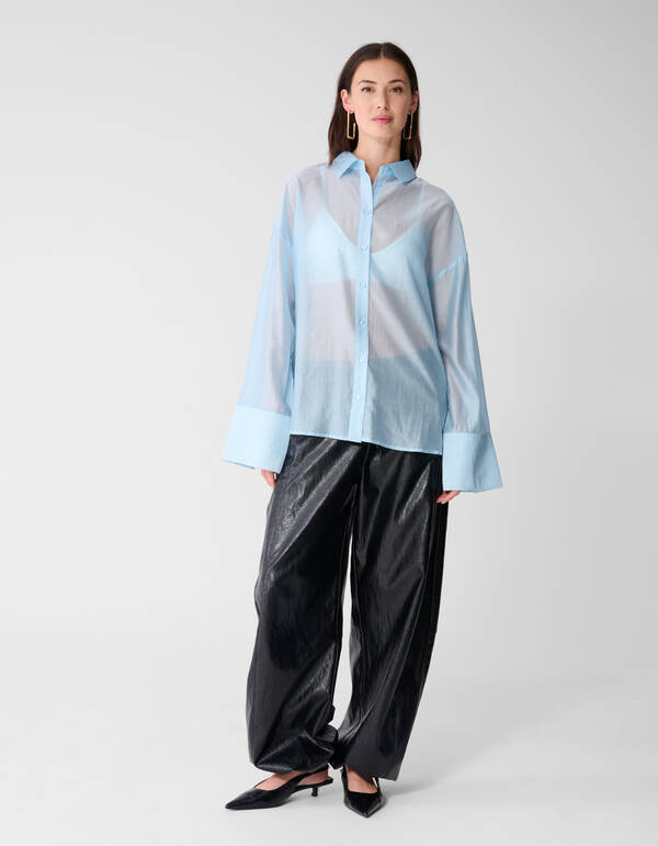 Transparente Oversized-Bluse Hellblau SHOEBY WOMEN
