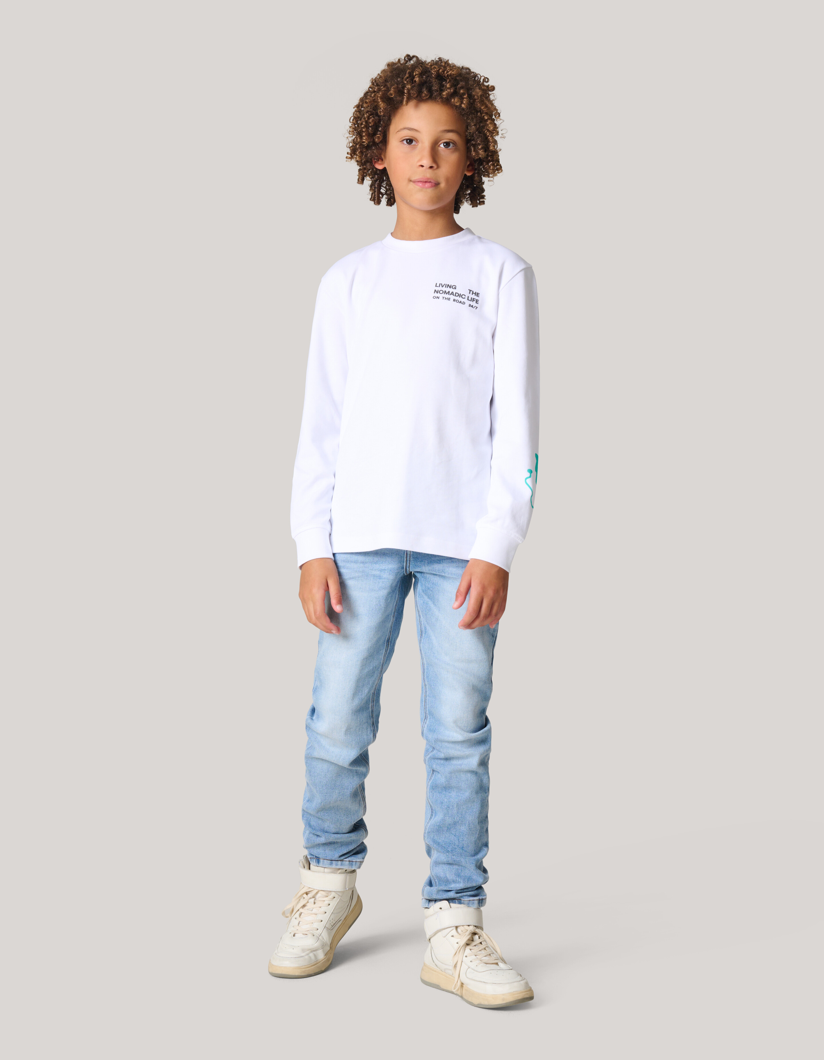 Artwork Langarm-T-Shirt Weiß SHOEBY BOYS